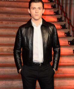 Alternative view of Tom Holland Uncharted Nathan Drake Leather Jacket