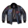 Top Gun Bomber Black Leather Jacket
