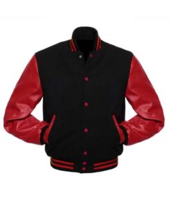 Black and Red Letterman Jacket