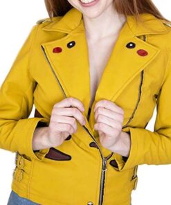 Pikachu Pokemon Yellow Leather Jacket