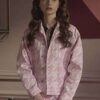 Emily In Paris Lily Collins Pink Houndstooth Jacket