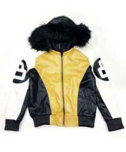 Khaki and White 8 Ball Hooded Jacket