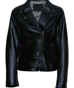 Womens Asymmetrical Black Leather Jacket