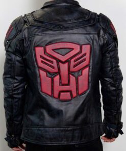 Men's Transformers Decepticon Shield Black Armor Leather Jacket