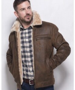 Men Brown Traditional Shearling Jacket