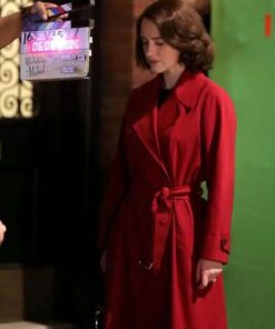 The Marvelous Mrs. Maisel Rachel Brosnahan Red Belted Wrap Coat