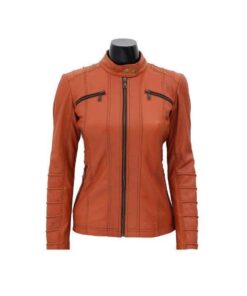 Carpi Tan Hooded Leather Jacket