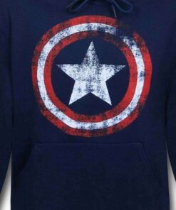 Alternative view of Captain America Distressed Navy Pullover Hoodie