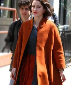 Rachel Brosnahan The Marvelous Mrs. Maisel Orange Long Coat