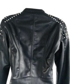 Alternative view of Black Studded Racer Leather Jacket
