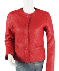 Women’s Lambskin Quilted Red Jacket