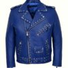 Blue Studded Motorcycle Jacket