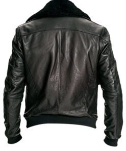 Alternative view of Men's Air Force Leather Black Bomber Fur Jacket