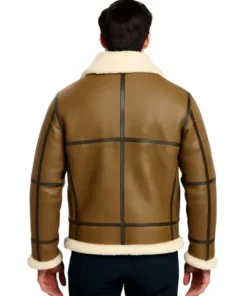Army Greenish Brown Shearling Leather Jacket