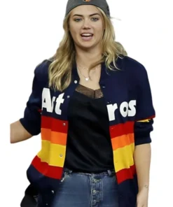 Rainbow Stripe Blue Bomber Astros Kate Upton Jacket