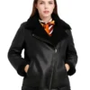 Womens Aviator Black Shearling Jacket