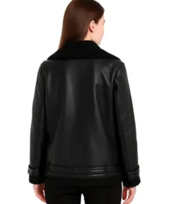 Womens Aviator Black Shearling Jacket