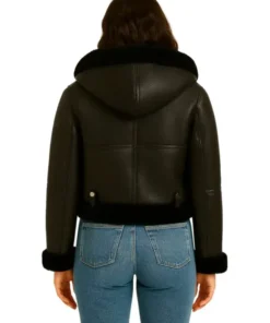 Women’s Aviator Cropped Shearling Leather Jacket