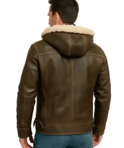Men Aviator Leather Bomber Jacket