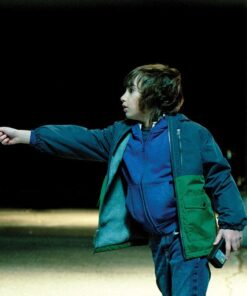 Come Play Azhy Robertson-inspired blue and green jacket with zipper closure, perfect for casual and outdoor wear.