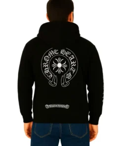 Black Floral Cross Zip-up Hoodie (Back)