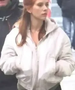 Black Widow White Hooded Jacket