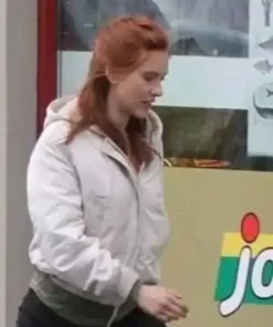 Black Widow White Hooded Jacket back