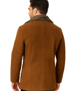 Men’s Brown Suede Leather Fur Coat