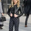 Chloe Moretz Biker Leather Jacke side psoe