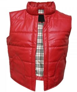 Mens Red Puffer Sleeveless Jacket