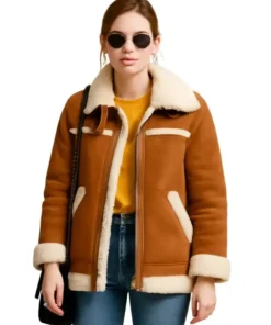 Elegant Karen Gillan Leather Jacket Coat