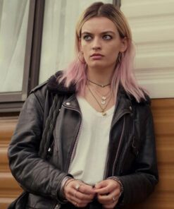 Alternative view of Sex Education Emma Mackey Leather Jacket