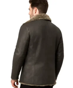 Men’s Black Leather Vegan Fur Coat