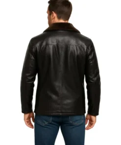 Men’s Vegan Fur Black Leather Coat