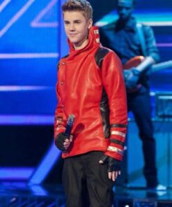 Alternative view of Justin Bieber Red Leather Jacket