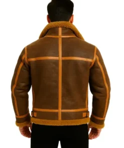 Men Aviator Distressed Leather Shearling Jacket