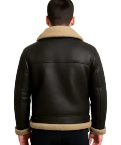 Men Black B3 Bomber Shearling Leather Jacket