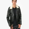 Men Black Jacket With Shearling