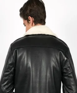 Men Black Jacket With Shearling back