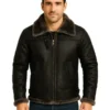 Men Black Shearling Jacket