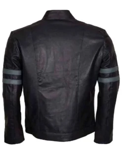 Men Blue Stripe Mayhem Retro Black Biker Jacket