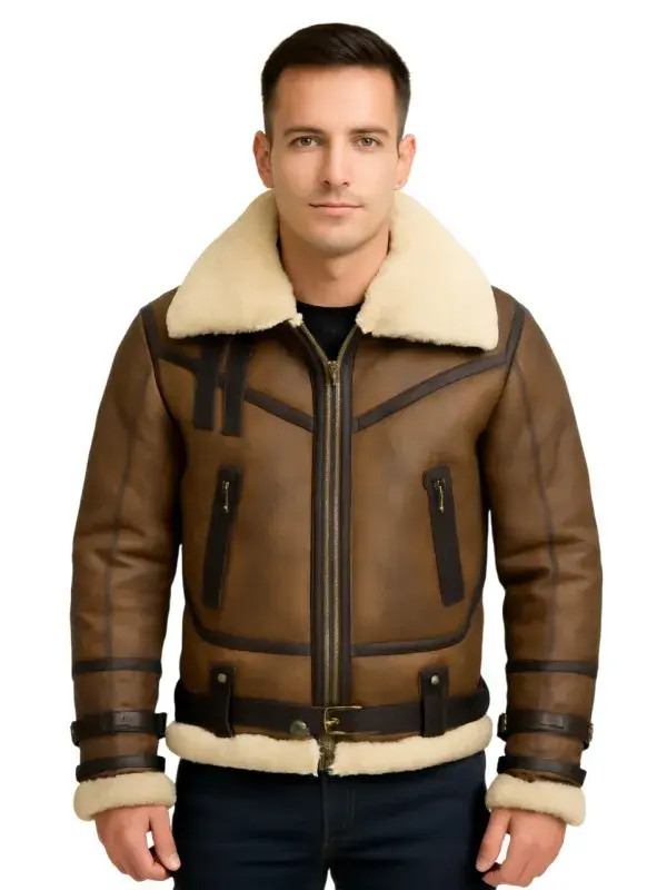 Men Brown B3 Aviator Shearling Jacket
