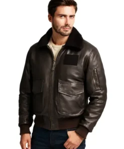 Men Brown Airforce Leather Jacket
