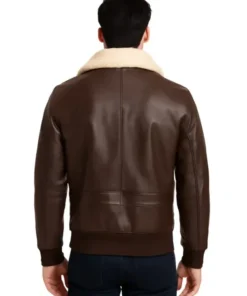 Men Brown Pilot Bomber Shearling Jacket