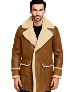 Men Brown Shearling Leather Coat