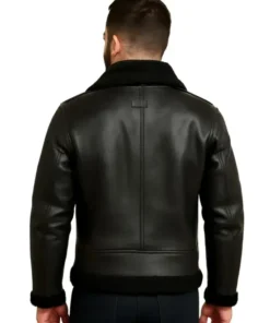 Men Shearling Black Biker Jacket