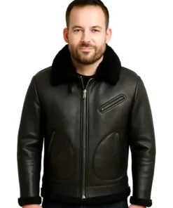 Men Shearling Black Biker Jacket