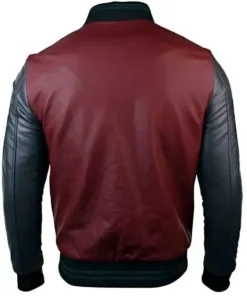 Men Synthetic Leather Baseball Jacket back