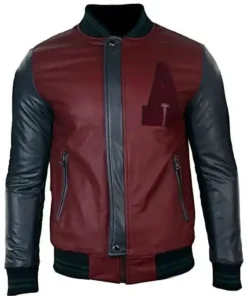 Men Synthetic Leather Baseball Jacket front