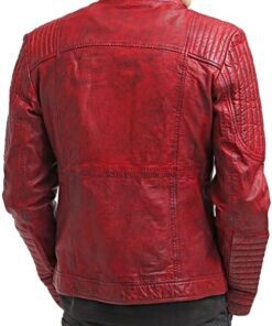 Alternative view of Men's Sheepskin Leather Cafe Racer Biker Jacket